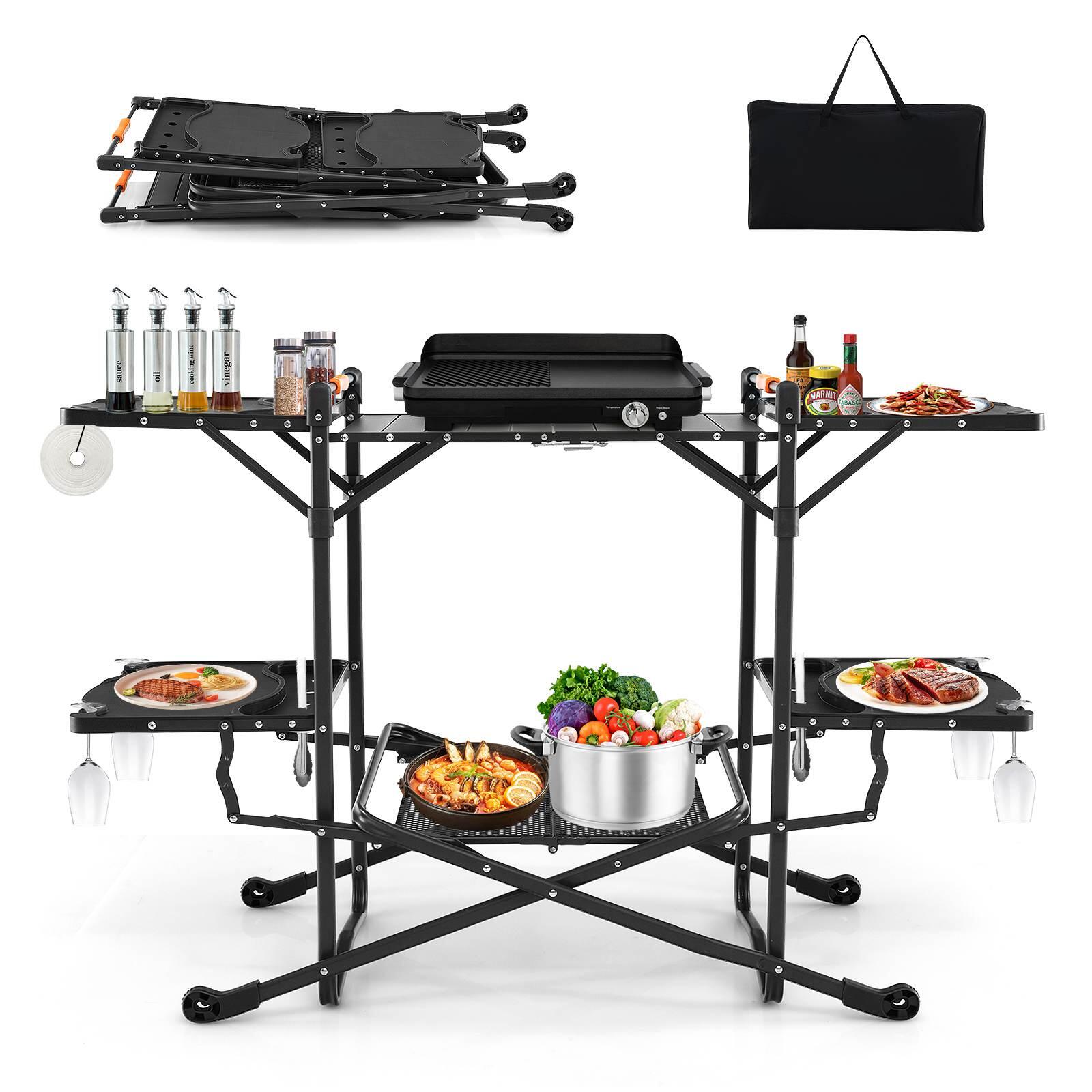 Portable Camping Kitchen Table Outdoor Cook Station Picnic BBQ Travel