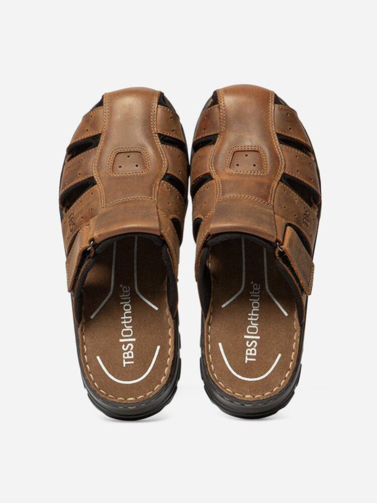 Mules Homme JEROME Coffee - cuir, fermeture velcro 3/4