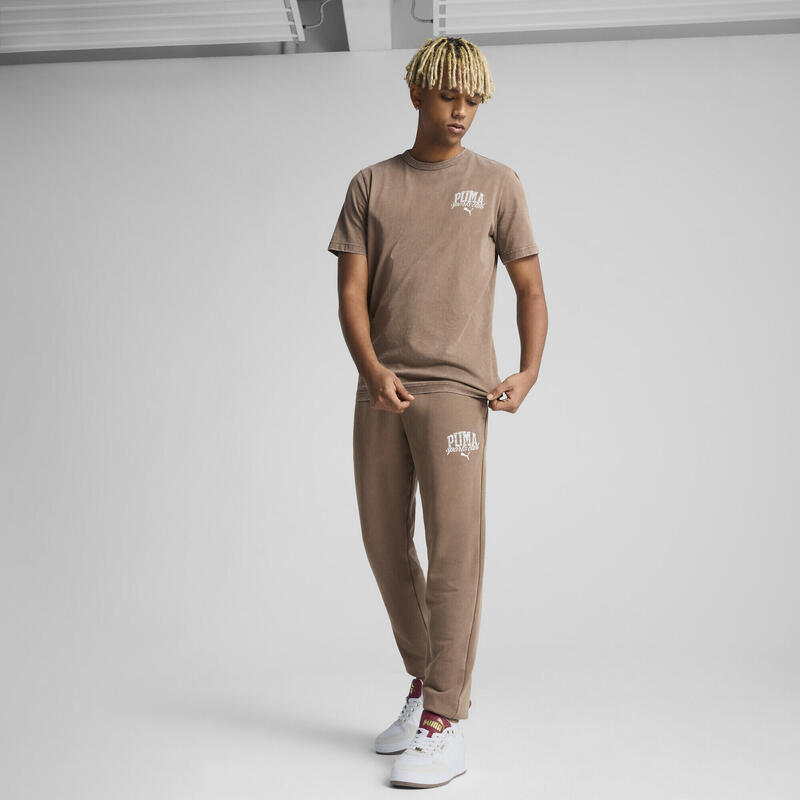 Męska koszulka z efektem sprania PUMA Class PUMA Totally Taupe Brown