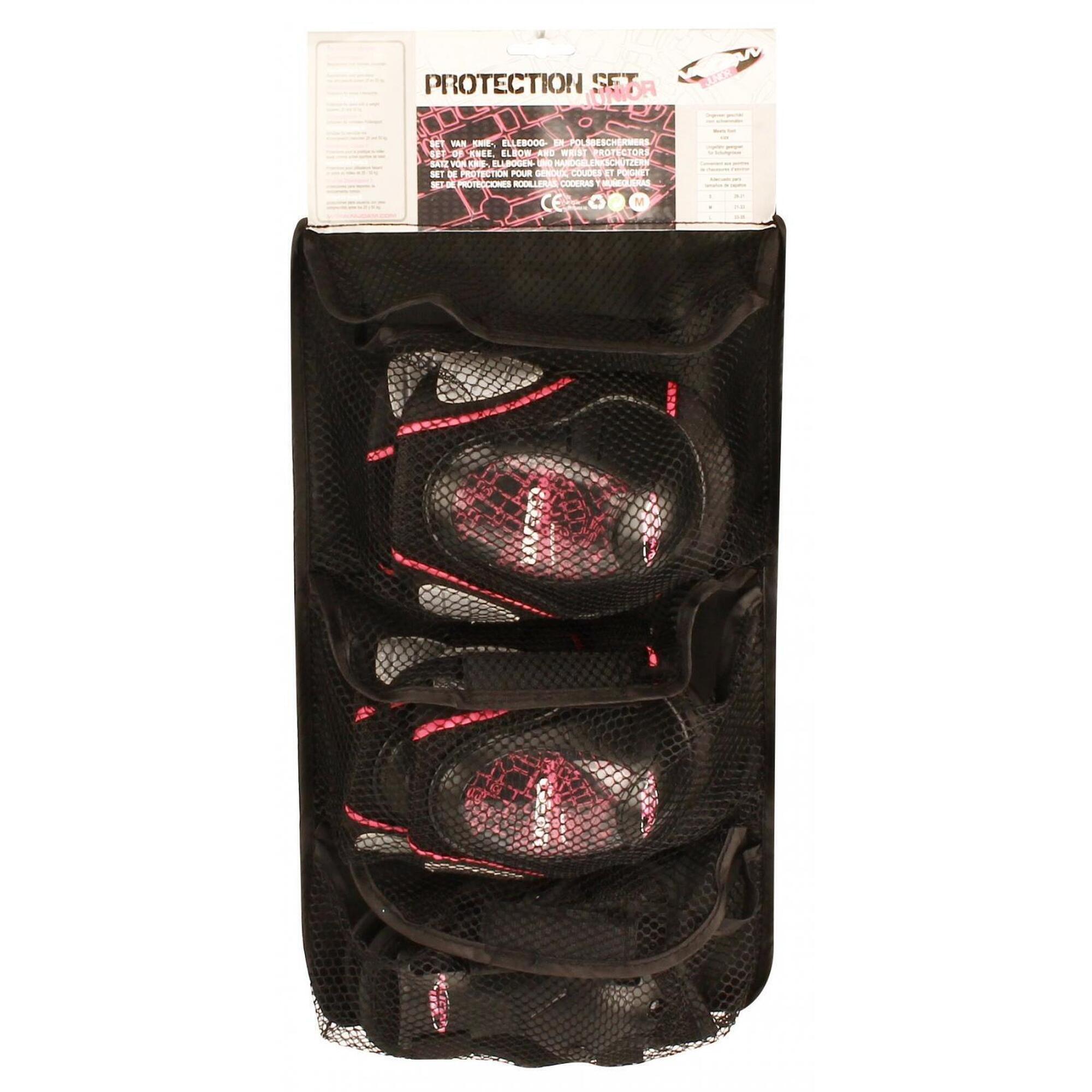 Set protecții Nijdam Deluxe, Negru/Roz, S