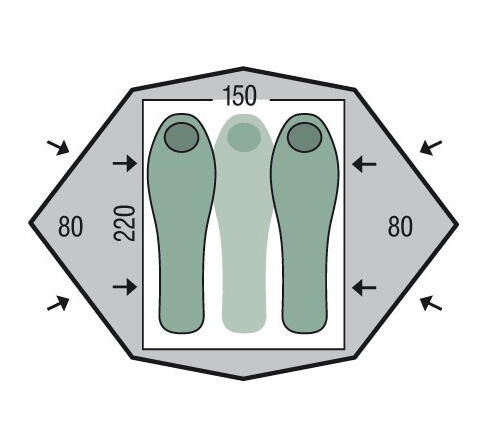 Namiot Pinguin Gemini 150 green pack, 2-3 osoby, 3.5kg, 220x150cm, zielony 3/3