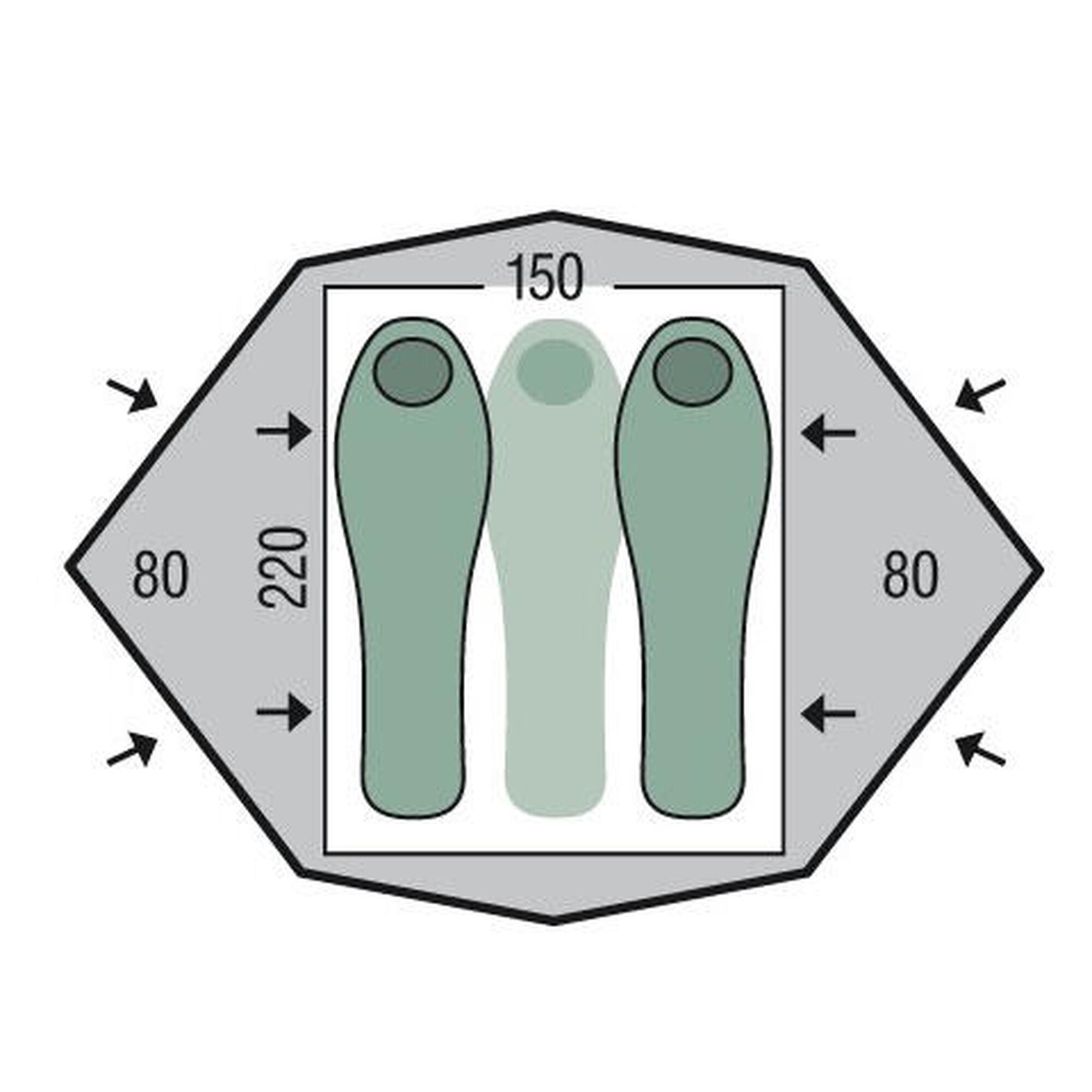 Cort Pinguin Gemini 150 green pack, 2-3 persoane, 3.5kg, 220x150cm, verde