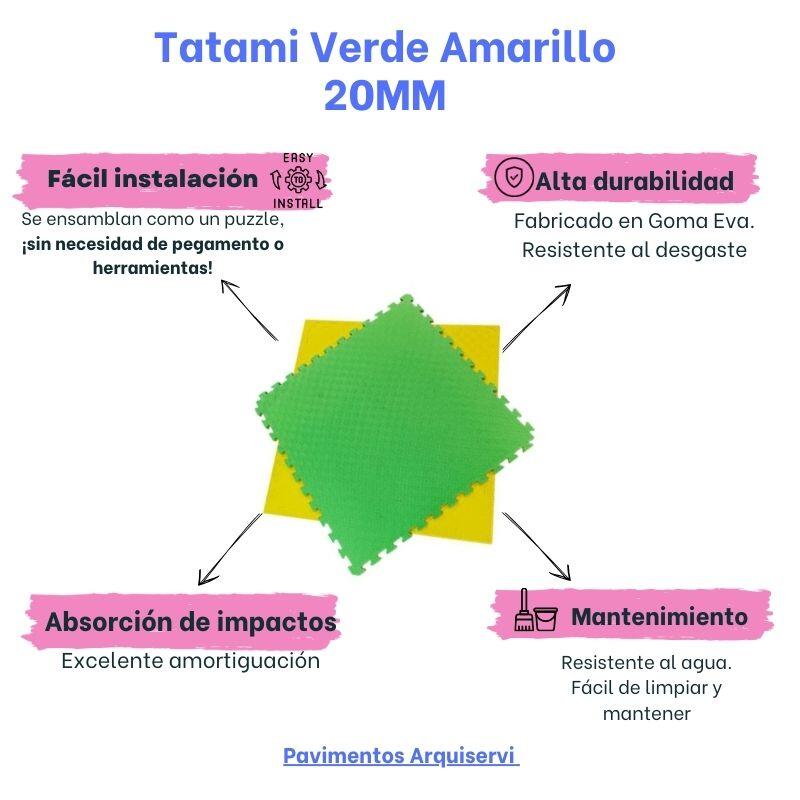 Tatami Puzzle EVA 1 x 1 x 20mm Verde - Amarillo (Pack 16) 2/7