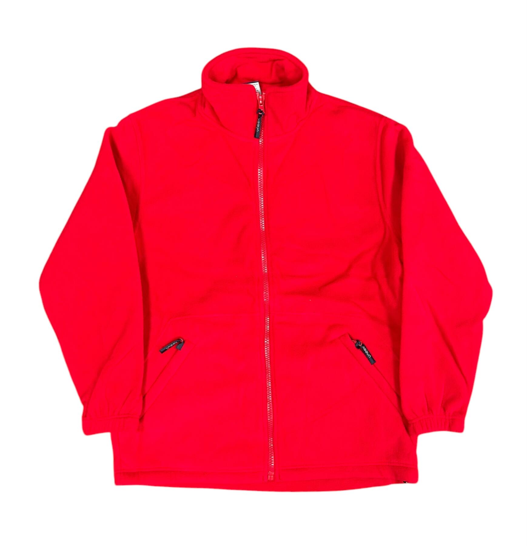 Uneek Men's Fleece Jacket Classic Full Zip Red Long Sleeve 2/3
