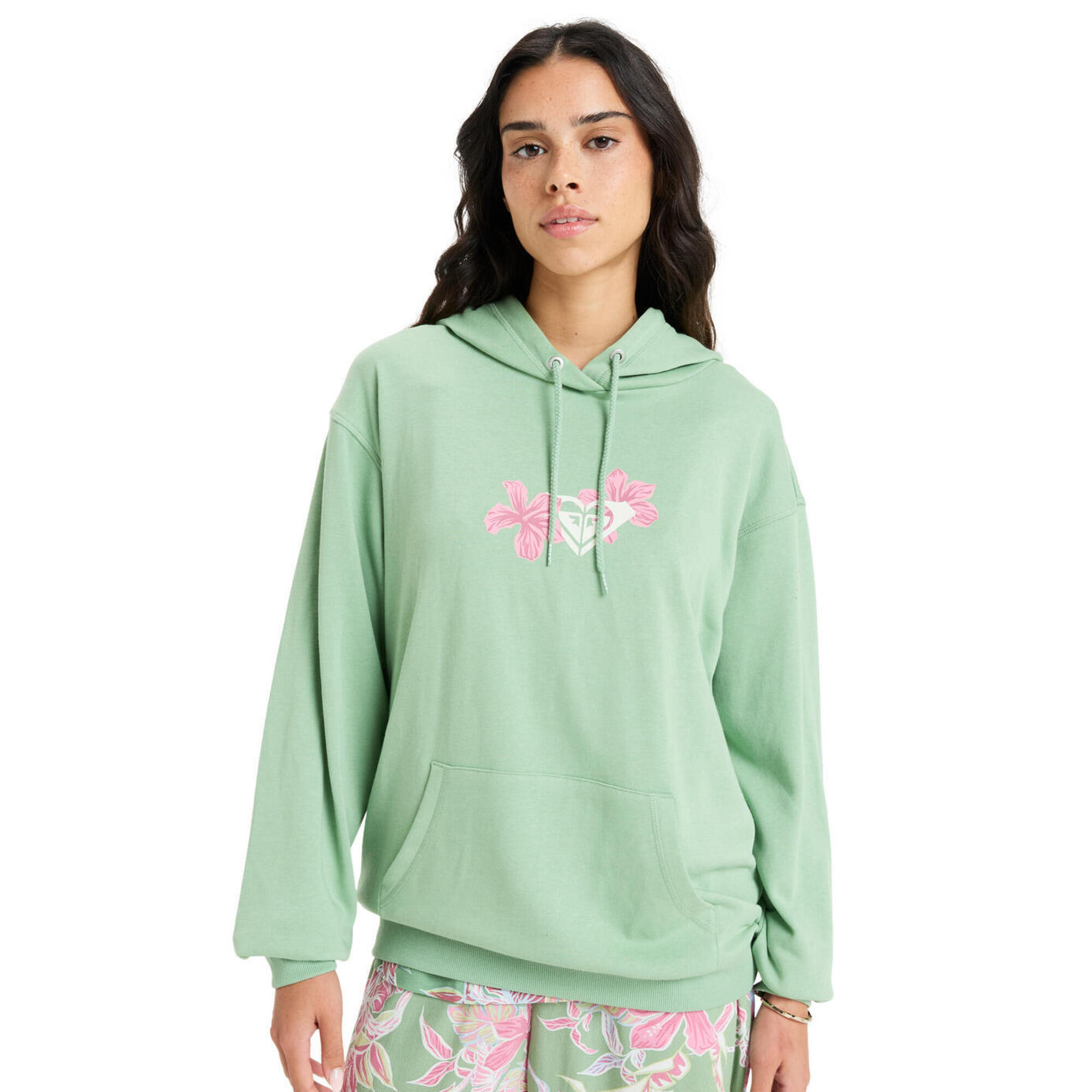 Bluza z kapturem dla Kobiety HIBISCUS HEART Zielony