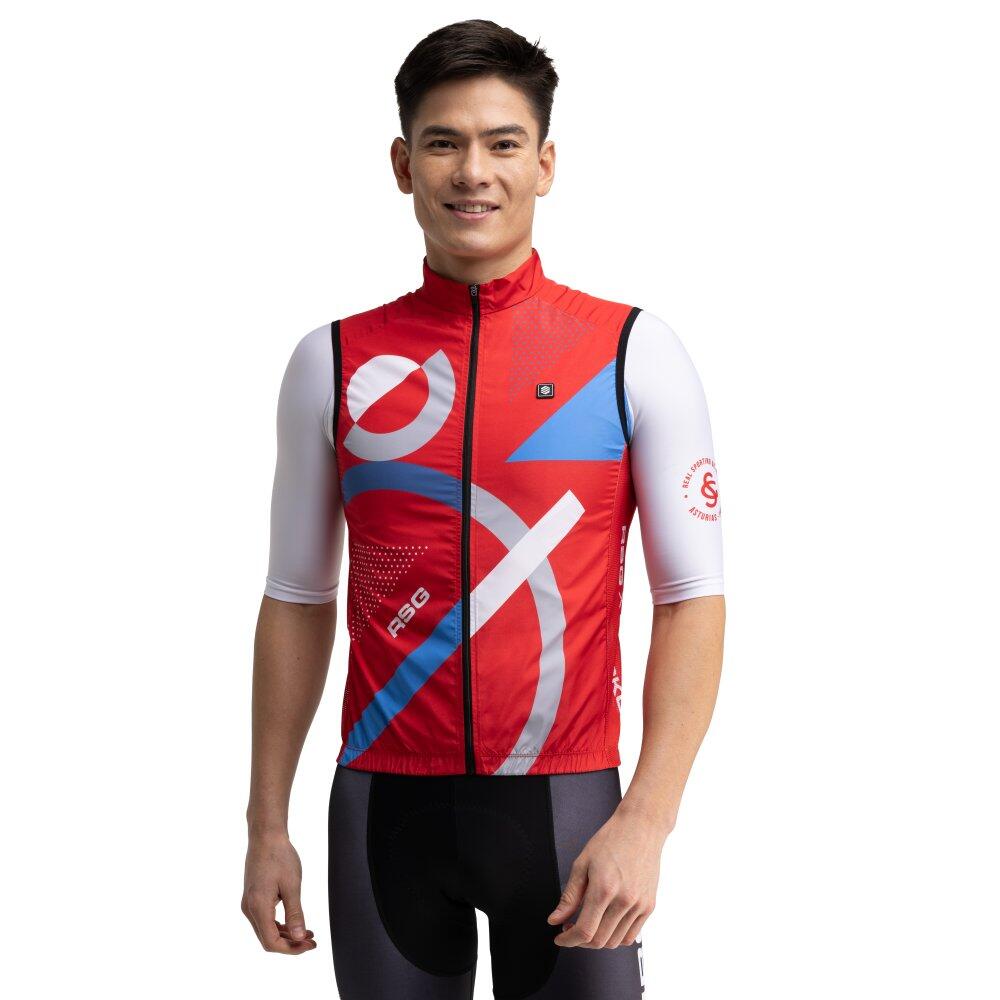 Men Cycling 's real sporting de gijón x siroko windproof vest SC V1 Estadio Red