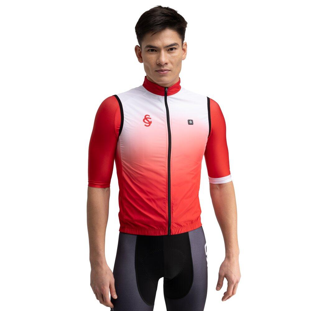 Siroko - Gilet Vélo Coupe-vent Homme Real Sporting De Gijón X Siroko Cyclisme Sc V1 Mar - Coupe Vent - Rouge - Decathlon