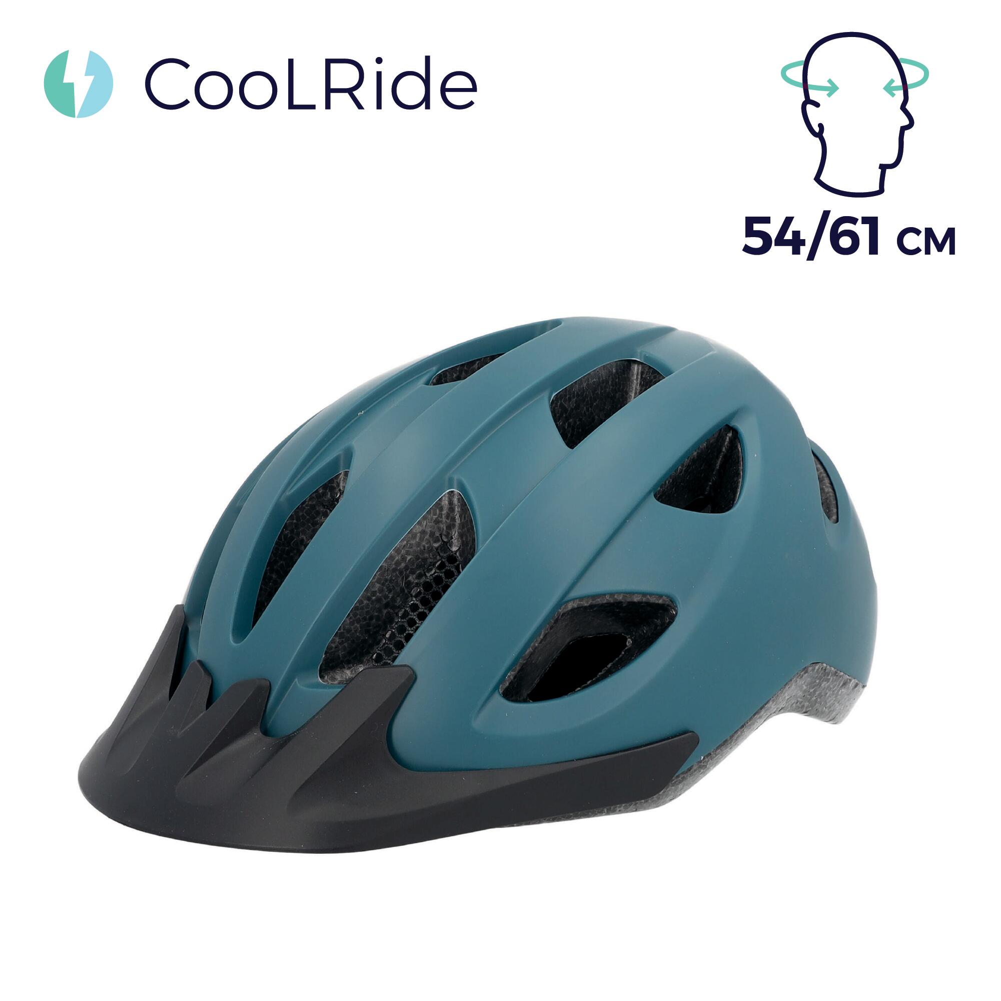 Casque vélo adulte avec LED 54-61 cm Multisport Noir/Bleu avec visère intégrée 2/7