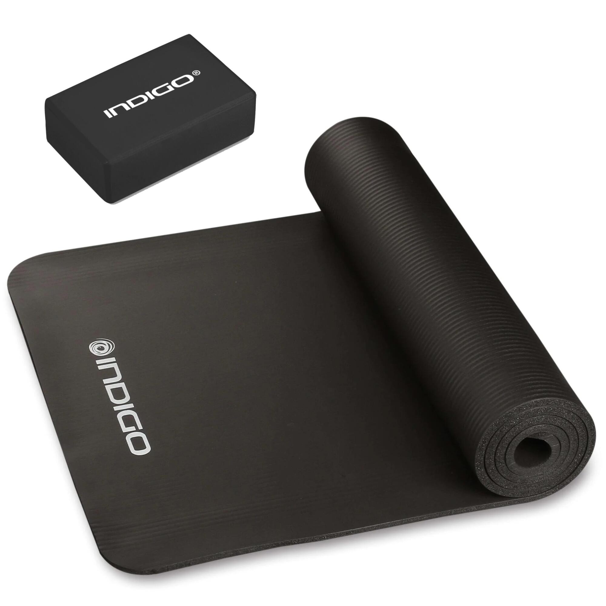 Indigo Sports - Ensemble De Yoga: Tapis Antidérapant Et Bloc De Yoga Et Fitness - Brique Yoga - Noir - Taille Unique - Decathlon