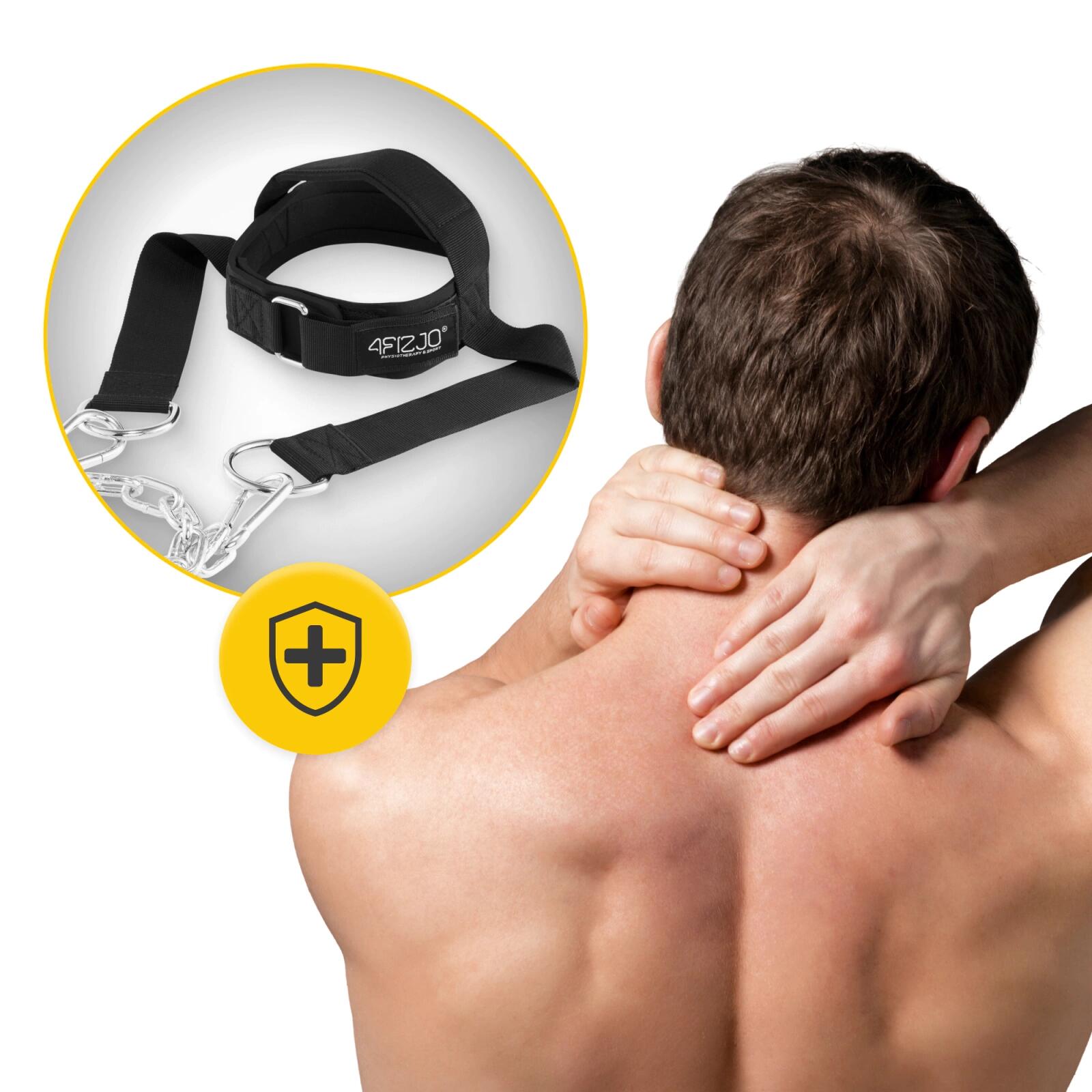 Nackentrainer Kopfgeschirr mit Stahlkette Halsmuskeltrainer Fitness 4FIZJO 5/7
