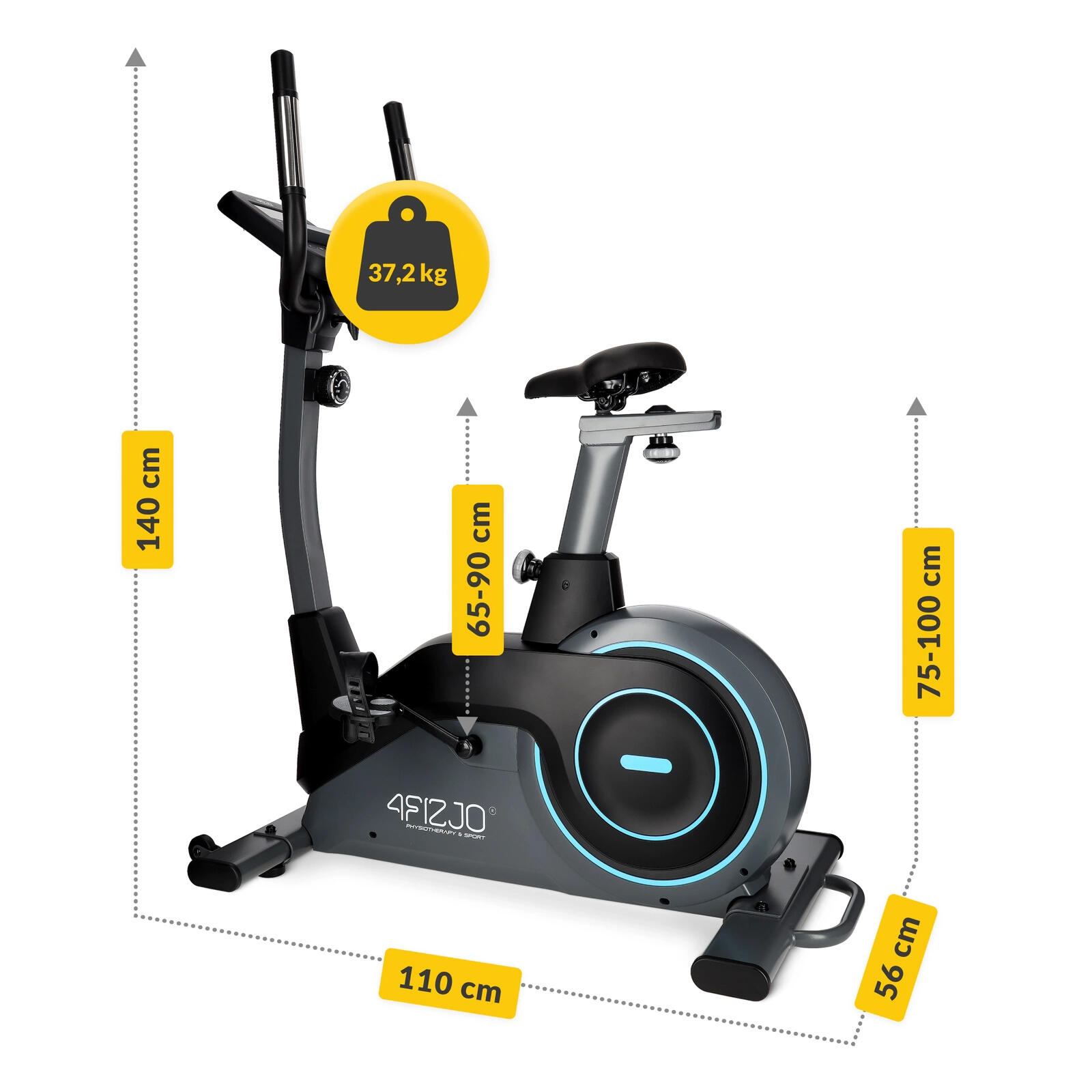 Heimtrainer Trainingsfahrrad PRO+ Fitnessbike Indoor schwarz-blau 4FIZJO 4/7