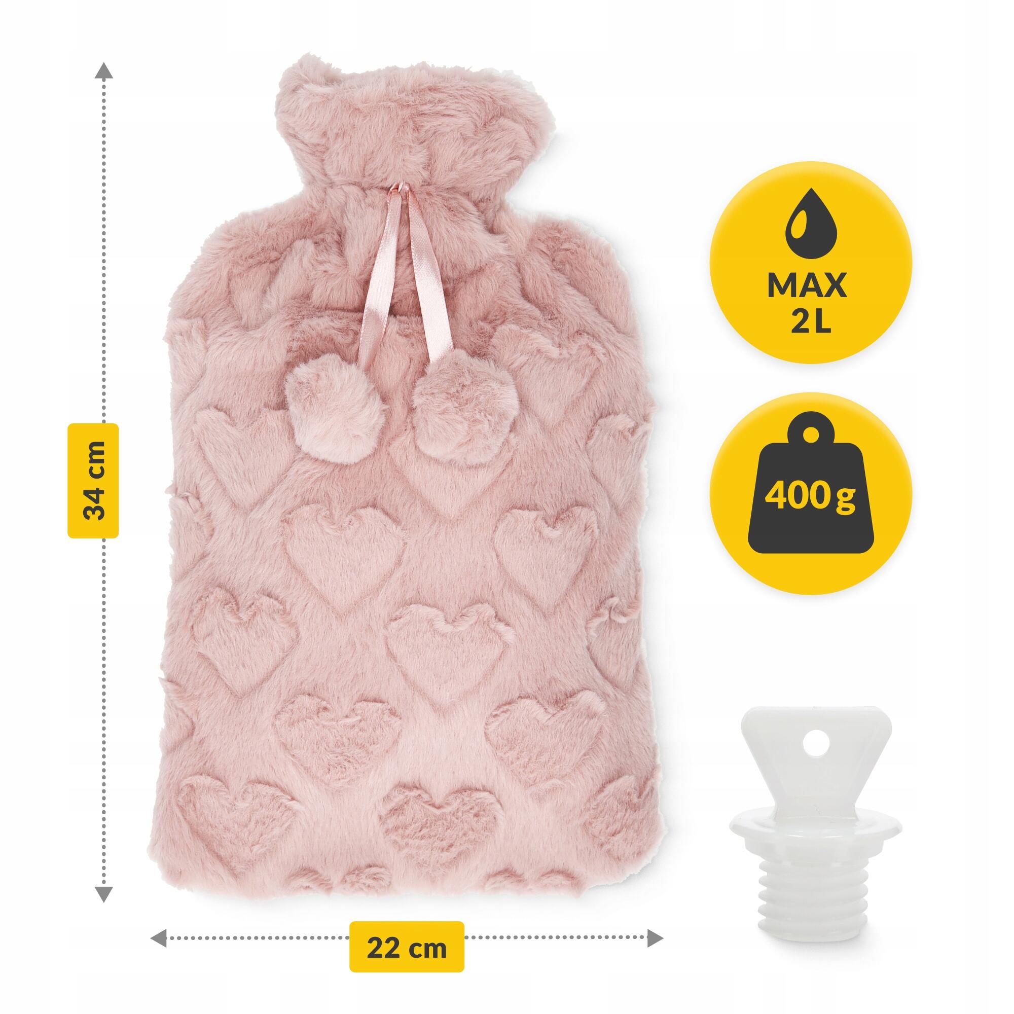 Wärmflasche 2000 ml mit weichem Bezug Bettflasche Entspannung 4FIZJO 3/7