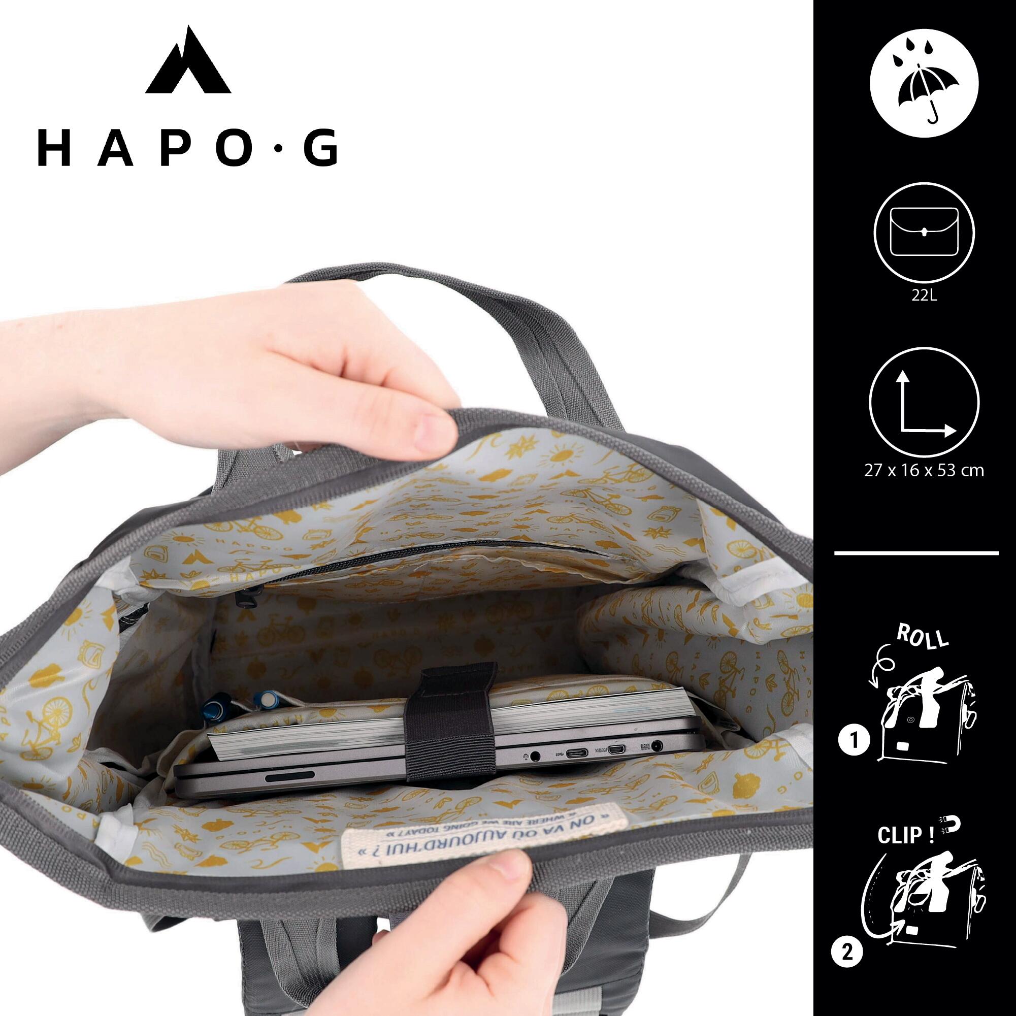 Sacoche Arrière Vélo HAPO.G Roll Top 22L - Noir - Convertible En Sac à Dos - Neuf