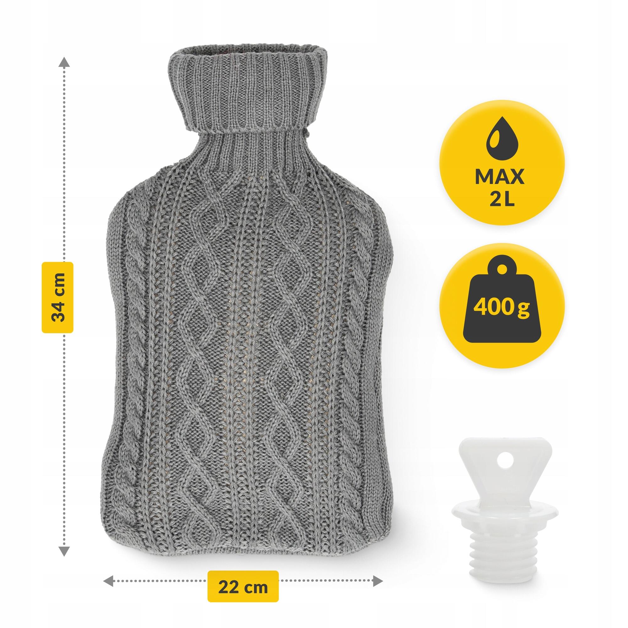Wärmflasche 2000 ml mit weichem Bezug Bettflasche Entspannung 4FIZJO 6/7