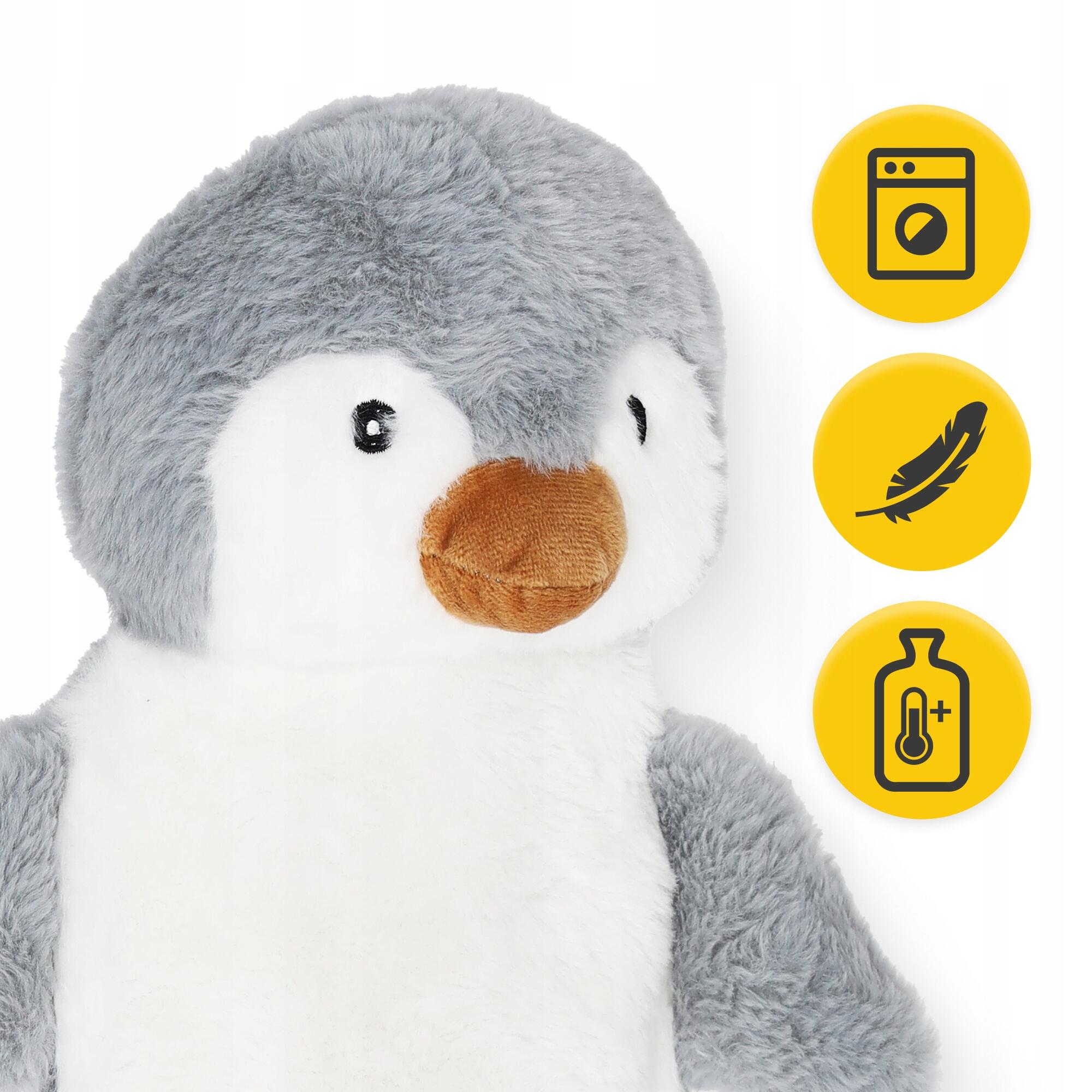 Wärmflasche 750 ml Pinguin Motiv weicher Bezug Kinder Bettflasche 4FIZJO 4/7