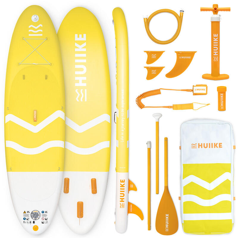 Huiike - Paddle Gonflable Adulte Accessoires Premium, Huiike, Jaune, Haute Stabilité - Set De Stand Up Paddle - Jaune - 305 Mm - Decathlon