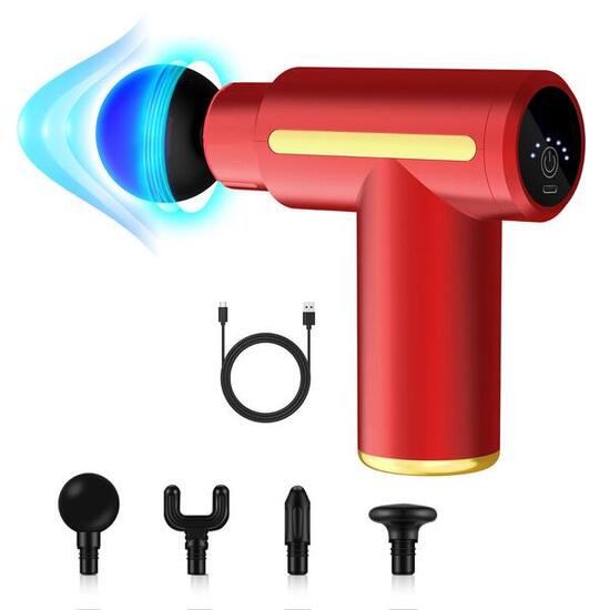Pistolet de Massage Musculaire Professionnel 6 Vitesses 4 Têtes FF