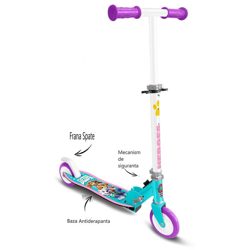 Trotineta pliabila cu 2 roti 3 ani +, sarcina maxima 50 kg, Paw Patrol