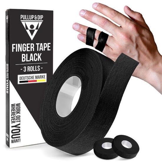 Fingertape mit extra starkem Kleber, 3 Rollen Klettertape (Schwarz)