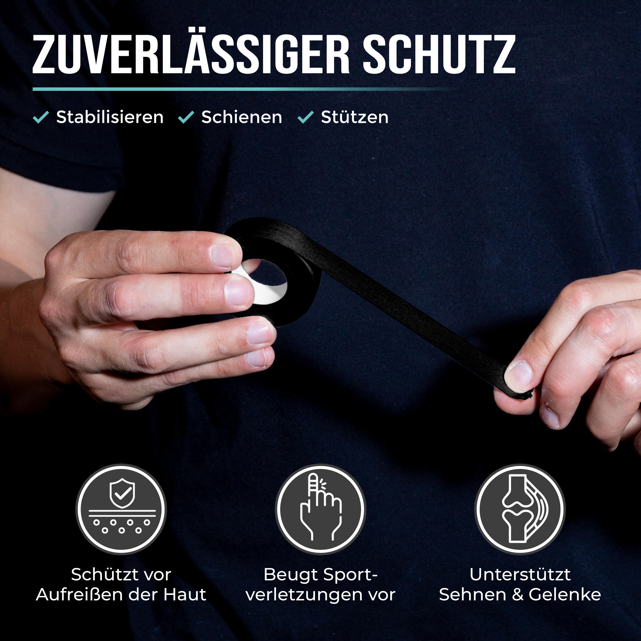 Fingertape mit extra starkem Kleber, 3 Rollen Klettertape (Schwarz) 2/7