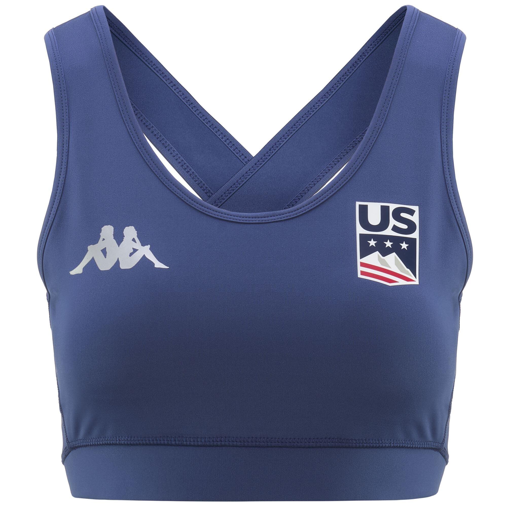 t-shirt corta da donna in poliestere blu da fitness 1/4