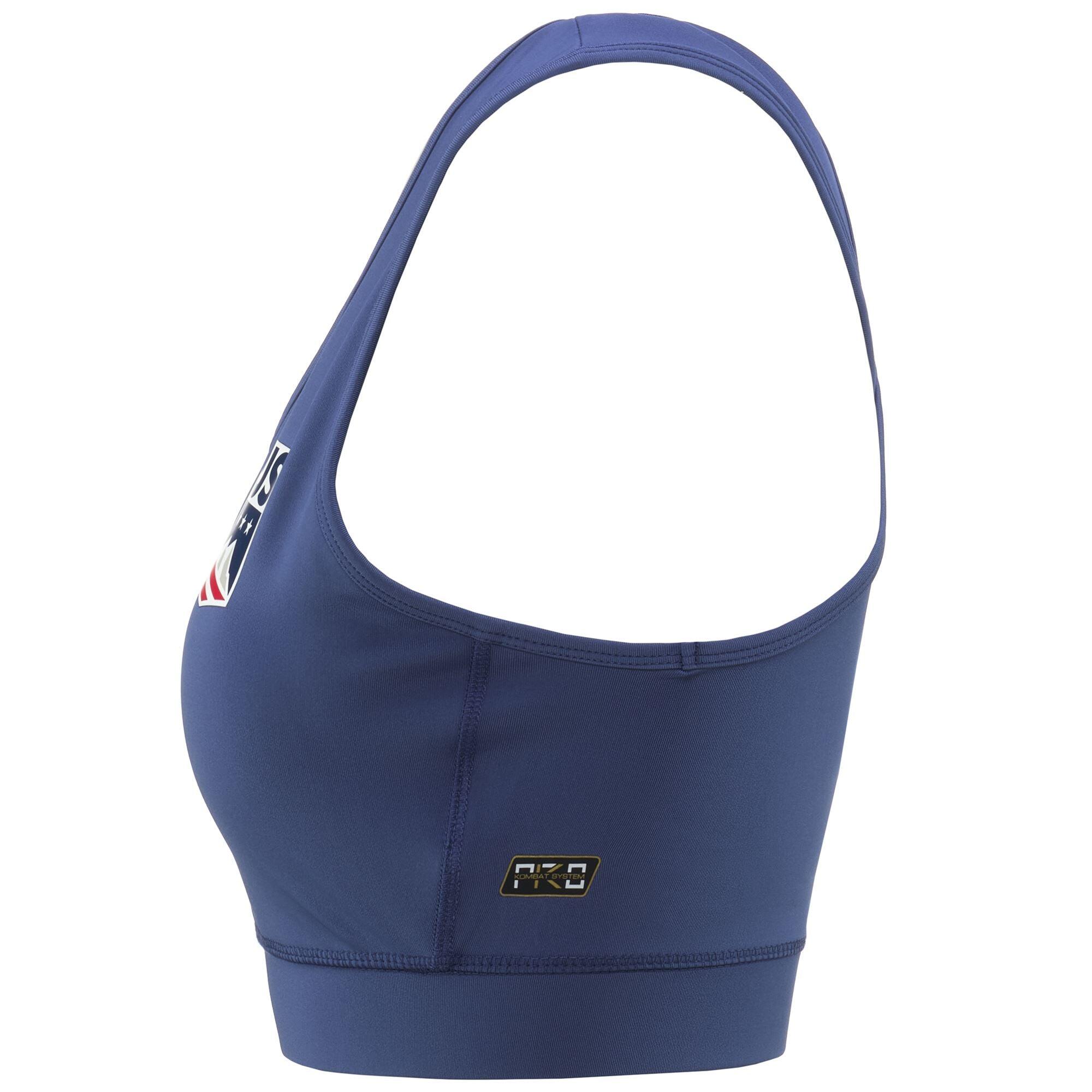 t-shirt corta da donna in poliestere blu da fitness 2/4