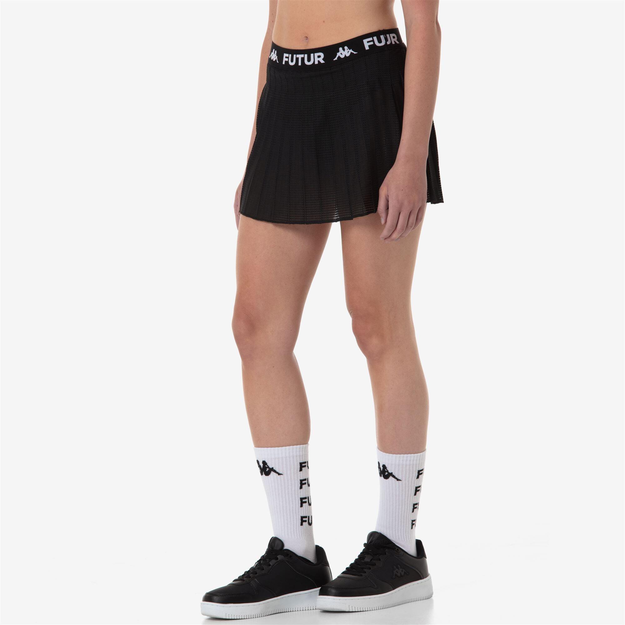 Gonna corta da donna in poliestere nero da streetwear sportivo 6/7