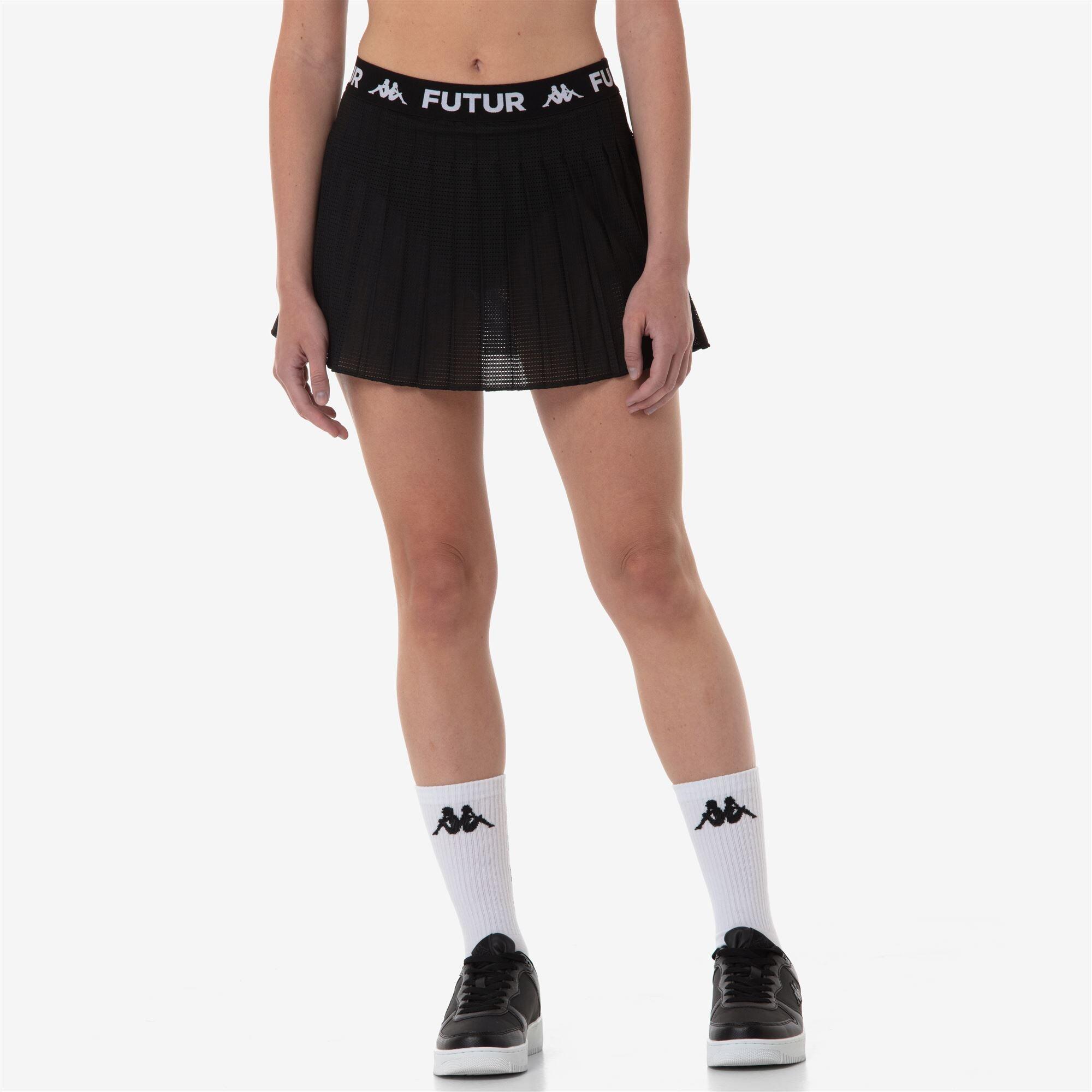 Gonna corta da donna in poliestere nero da streetwear sportivo 5/7