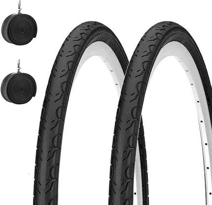 2 pneus 700x23C (23-622) + chambres à air, pneus route slick 700 x 23C EV