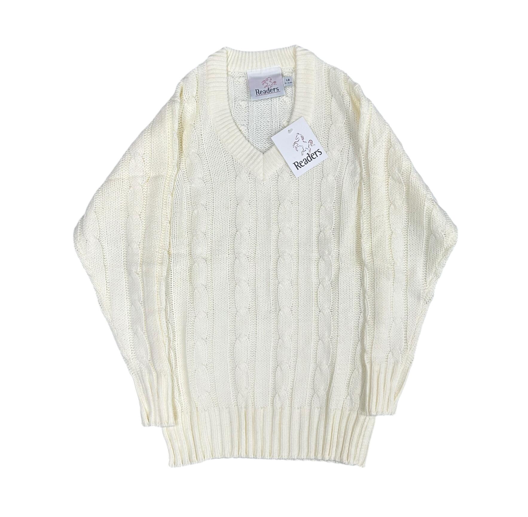 Readers Kid's Cricket Jumper Whites Knitted Top Long Sleeve 2/3