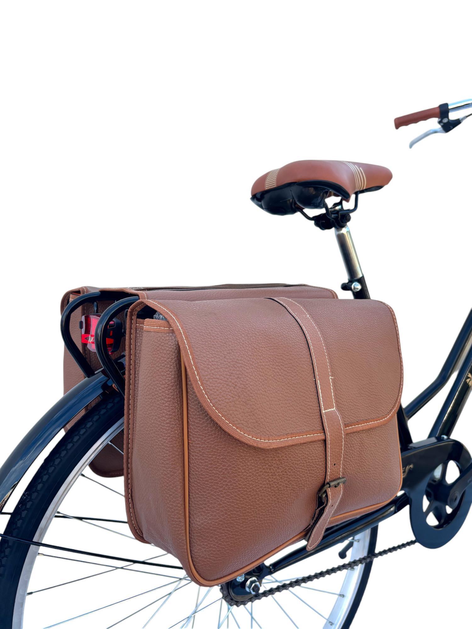 Bicicletta Donna Da Passeggio 26 Bici Città Vintage Con Vimini E Borse Nera 5/7