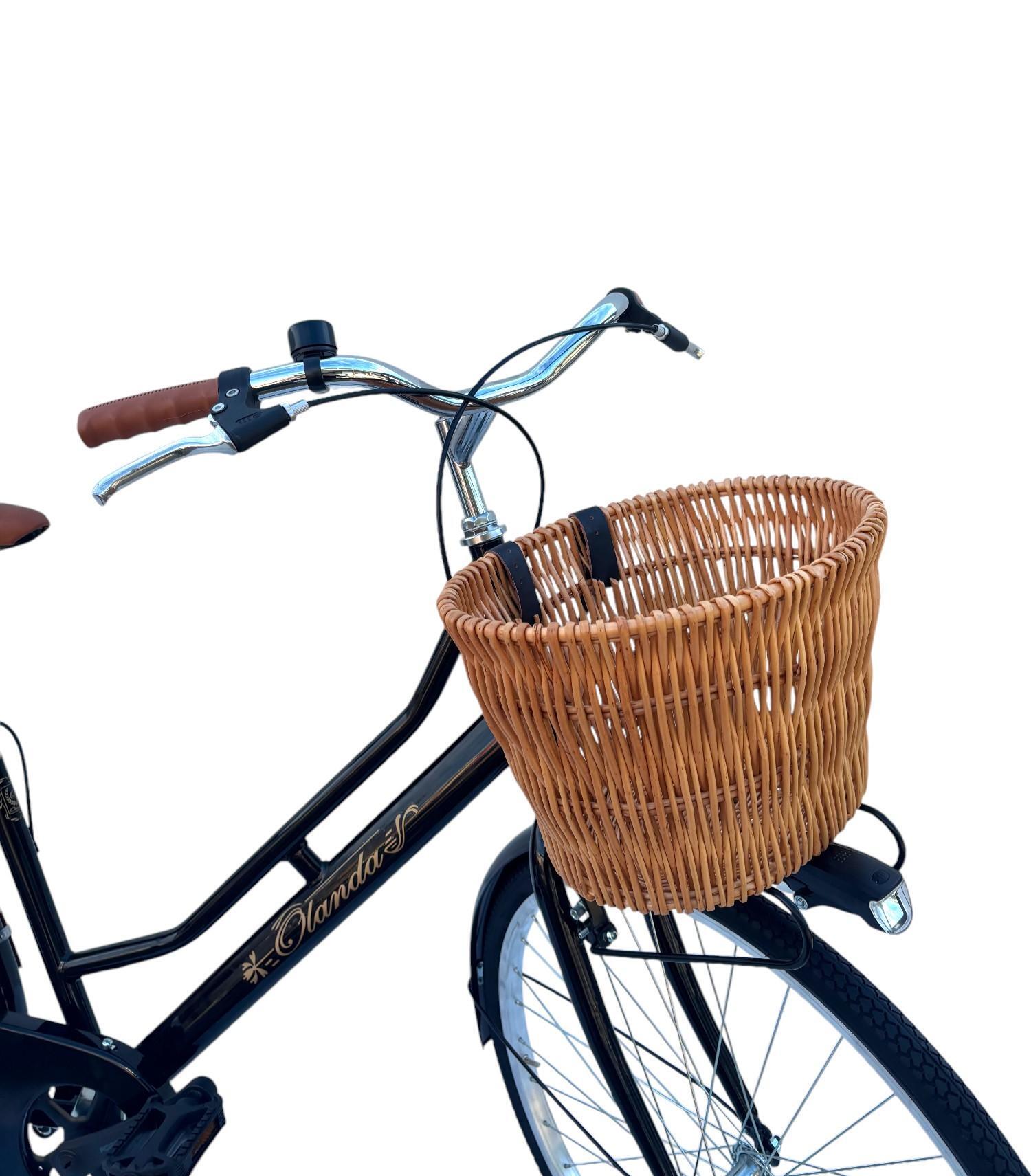 Bicicletta Donna Da Passeggio 26 Bici Città Vintage Con Vimini E Borse Nera 3/7