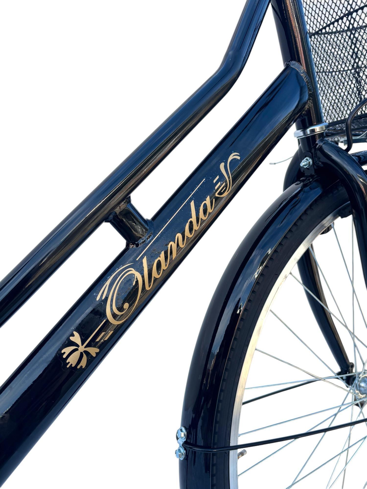 Bicicletta Donna Da Passeggio 26 Bici Città Vintage Con Vimini E Borse Nera 6/7