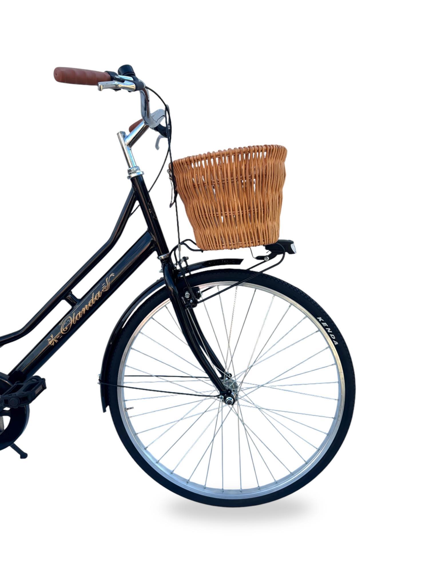 Bicicletta Donna Da Passeggio 26 Bici Città Vintage Con Cestino In Vimini Nera 3/7
