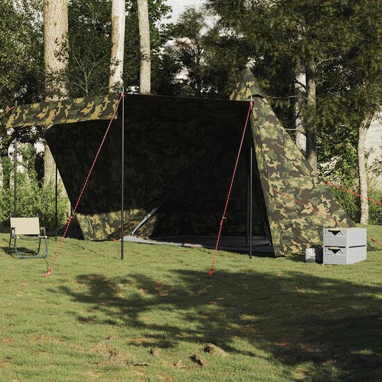 VidaXL Tente tipi 6 personnes camouflage imperméable