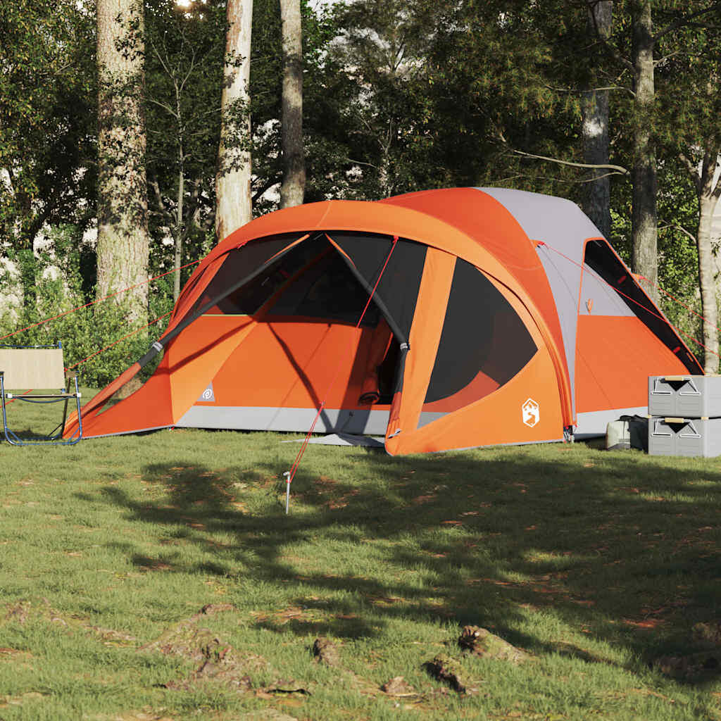 Tenda a tunnel VidaXL 6 persone impermeabile grigio e arancione 3/4