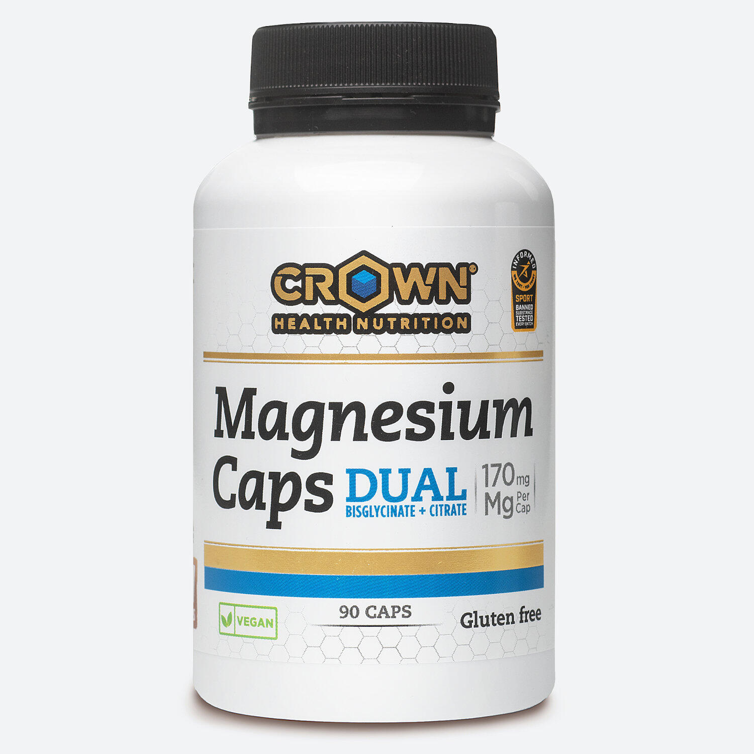 CROWN SPORT NUTRITION Frasco de 90 cápsulas de magnésio "Magnesium Caps DUAL".