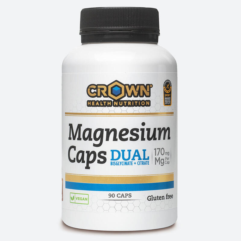Frasco de 90 cápsulas de magnésio "Magnesium Caps DUAL". Exclusivo Online      19,86€  Preço por quantidade 202,87€kg CROWN SPORT NUTRITION Frasco de 90 cápsulas de magnésio "Magnesium Caps DUAL".Vendido e expedido por: Crown Sport Nutrition    