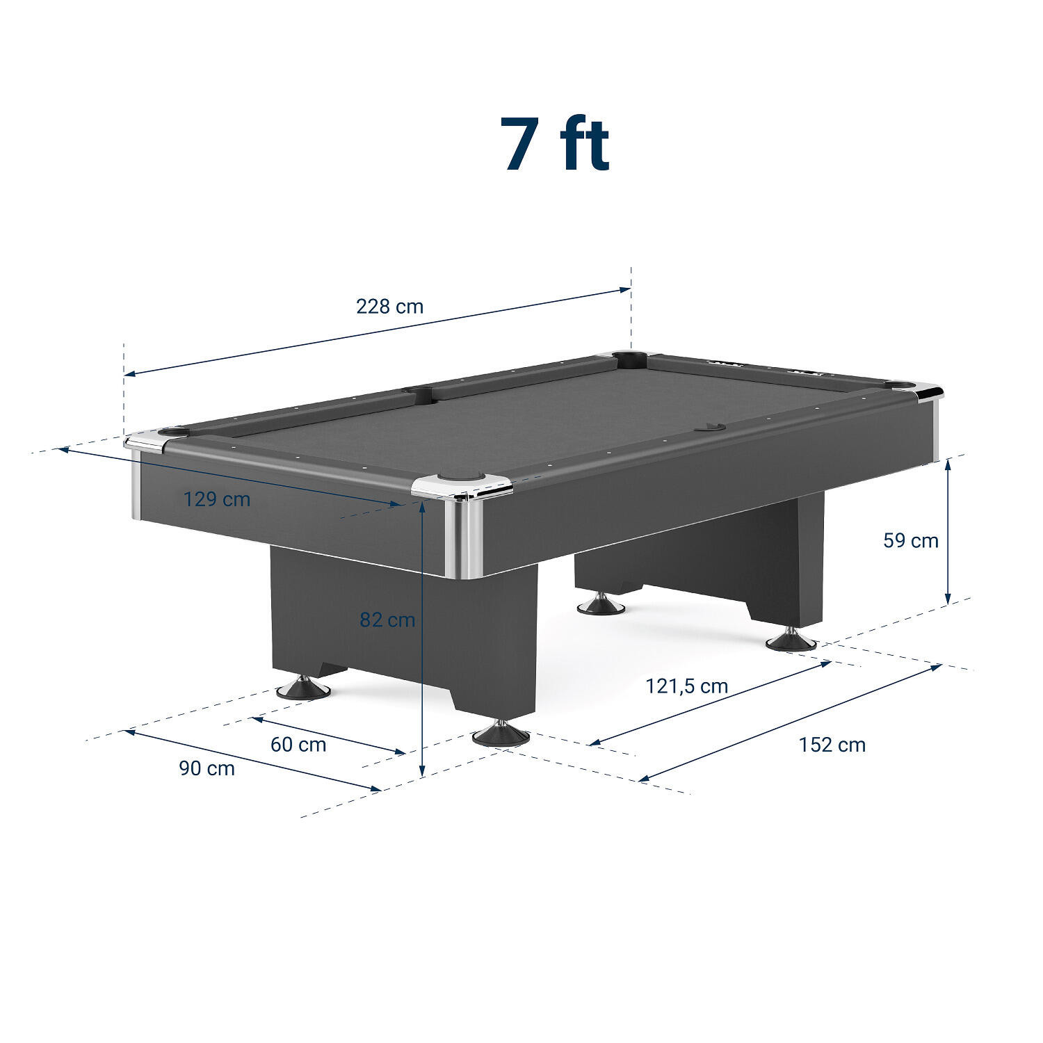 Billardtisch Club Pro III EuroSpeed Grün 7 ft (Spielfeld 198x99 cm) Billard 6/6