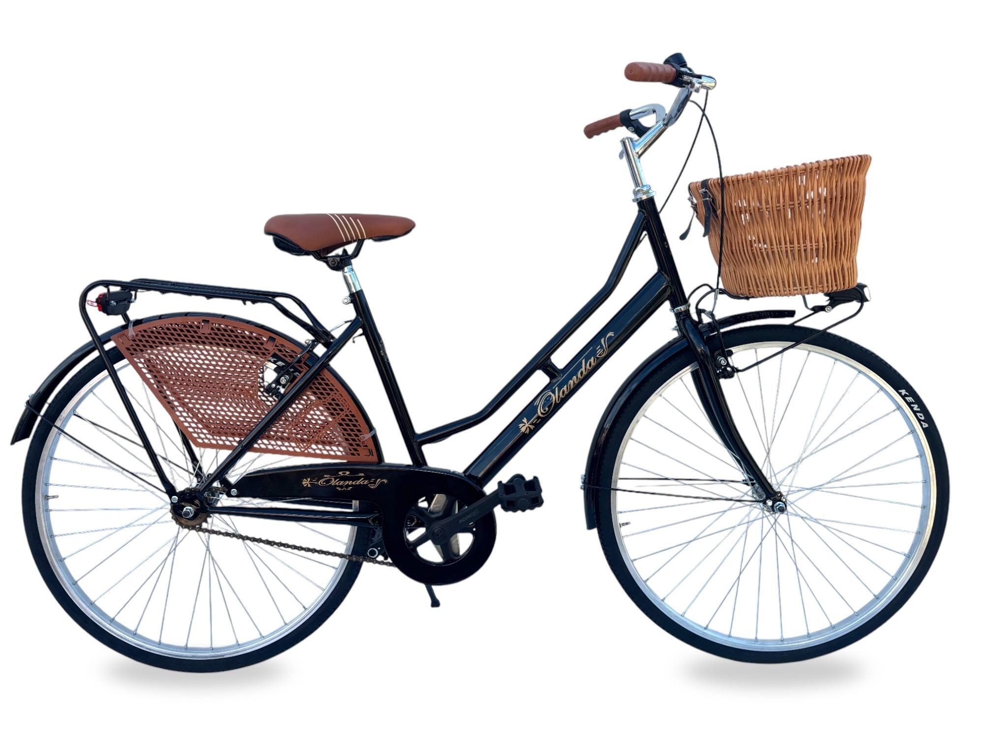 MADICKS Bicicletta Donna Da Passeggio 26 Bici Città Vintage Con Cestino In Vimini Nera