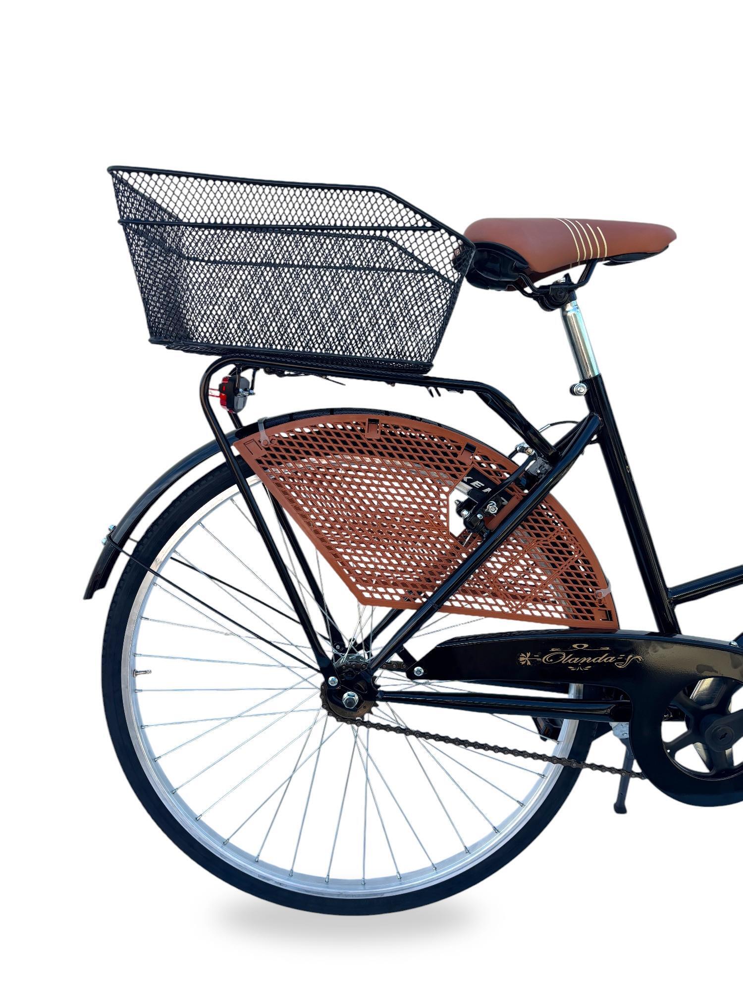 Bicicletta Donna Da Passeggio Misura 26 Bici Città Vintage Con 2 Cestini Nera 5/7