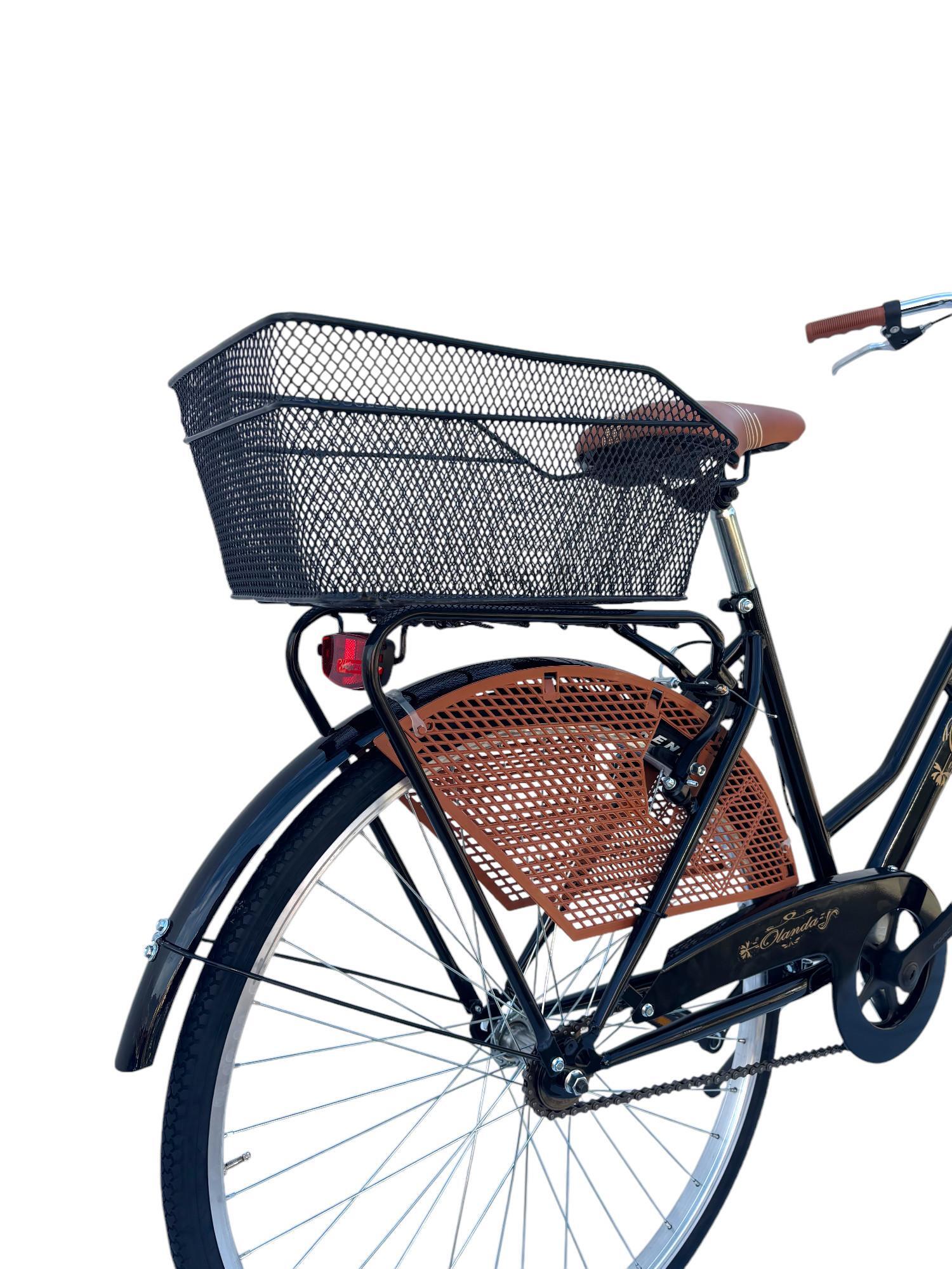Bicicletta Donna Da Passeggio Misura 26 Bici Città Vintage Con 2 Cestini Nera 6/7