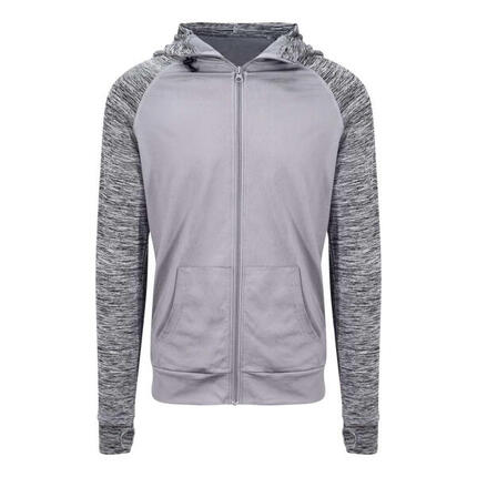 Heren Contrast Melange Slim Full Zip Hoodie (Grijs/Grijs Melange)