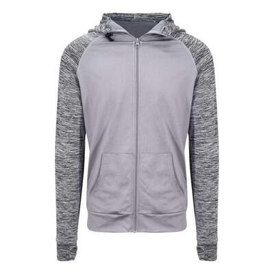 Heren contrast melange slim full zip hoodie (grijs/grijs melange)