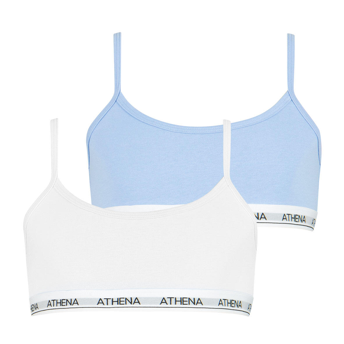 Athena - Lot De 2 Brassières Fille Coton Ultra Doux - Brassière - Blanc|bleu - 10 À 12 Ans - Decathlon