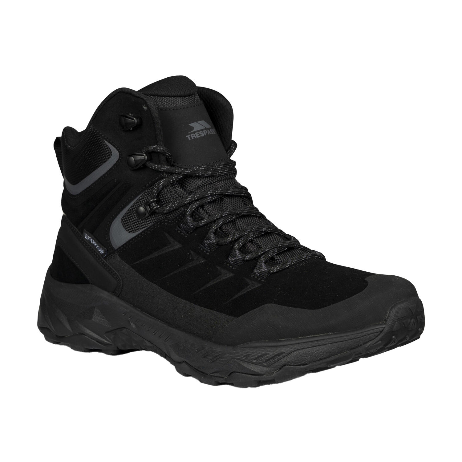 TRESPASS Mens Dean Suede Waterproof Walking Boots (Black)