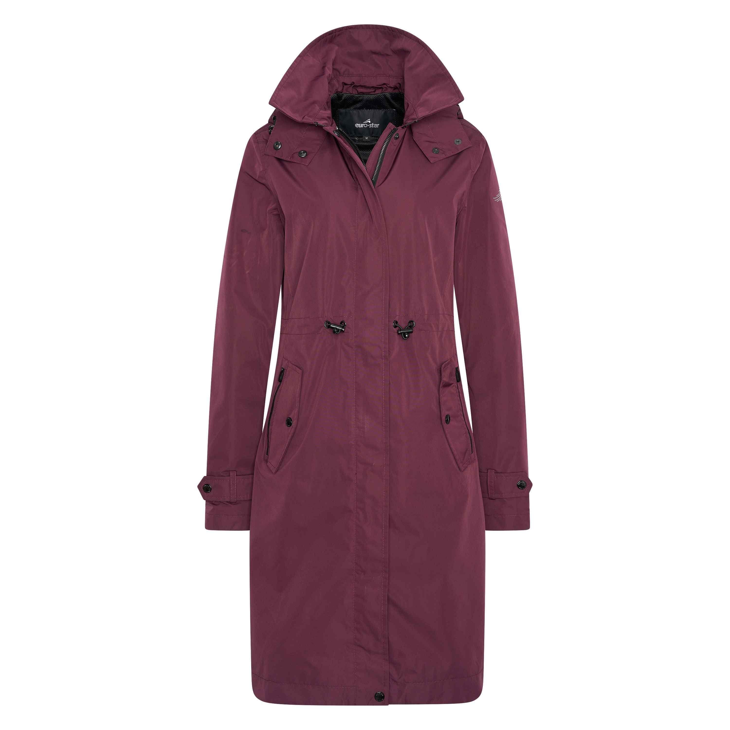 Damska długa wodoodporna kurtka do jazdy konnej z kapturem Euro-Star Chiara