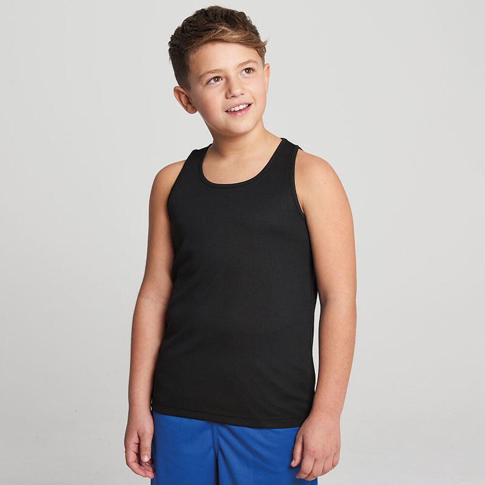 Just Cool Childrens/Kids Plain Sleeveless Vest Top (Jet Black) 2/2