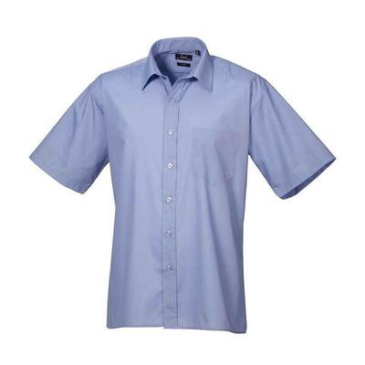 Heren poplin overhemd met korte mouwen (zwart)