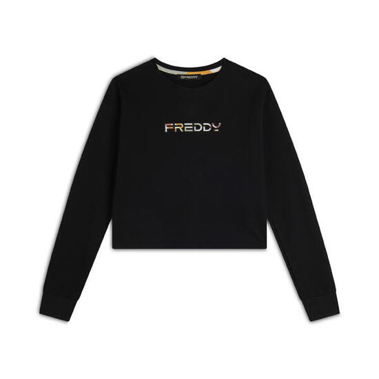 Felpa Cropped con Logo Multicolore